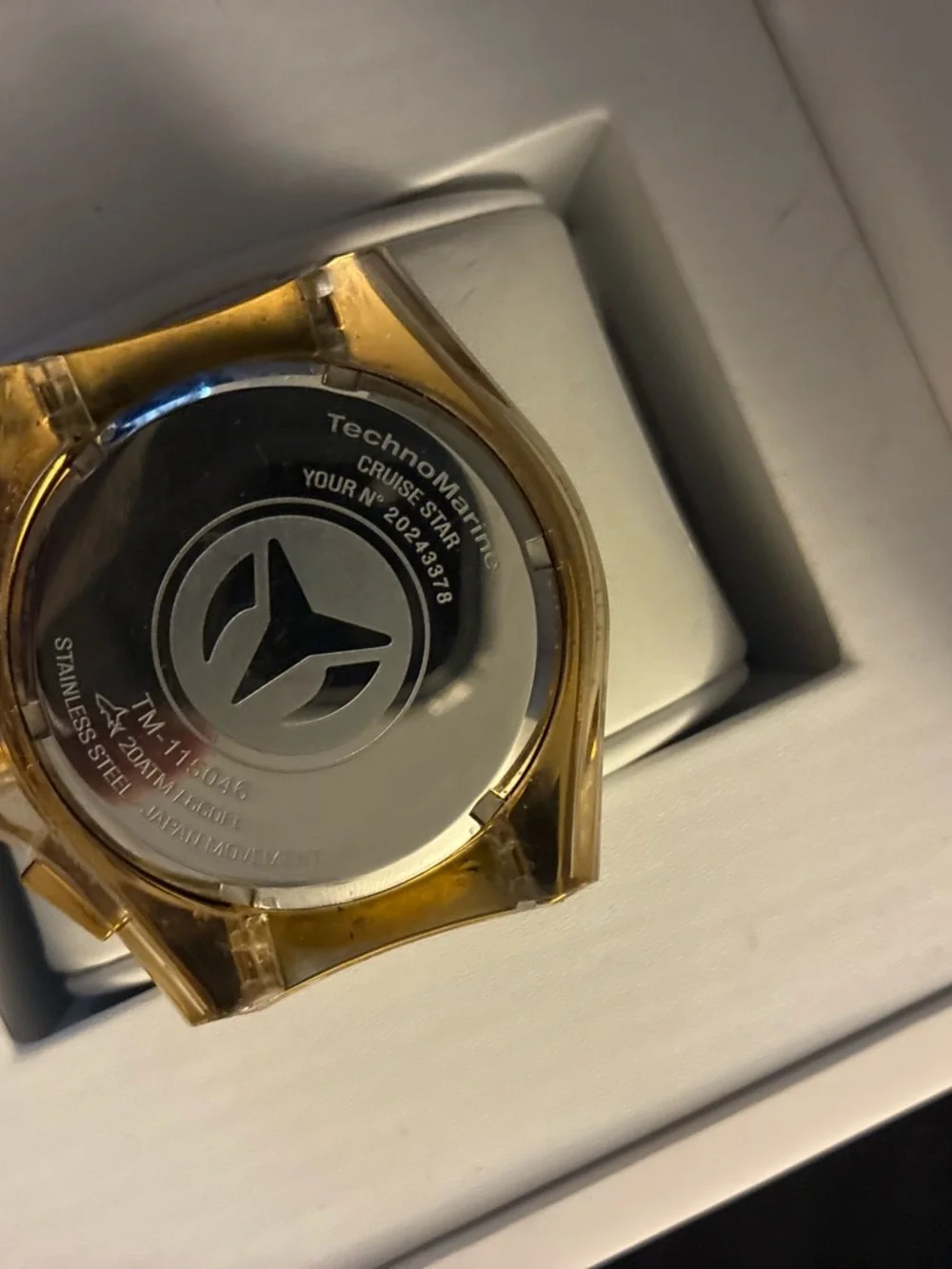 Technomarine GoldTone cruiser star 45m Watch with Black Strap diamond Moisannite